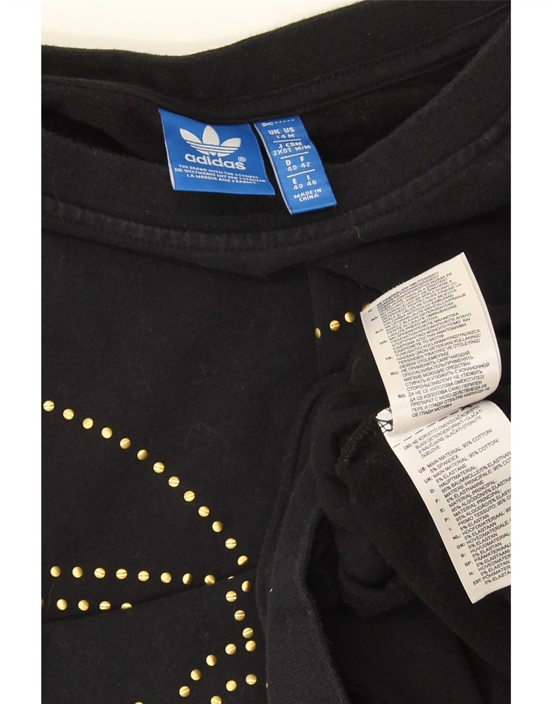 Adidas Dame Grafisk Sweatshirt Jumper UK 14 Medium Sort Bomuld