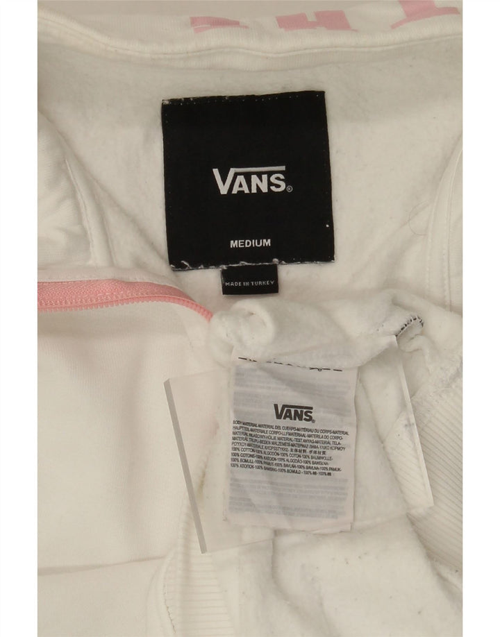 VANS Herre Grafisk Zip Neck Sweatshirt Jumper Medium Hvid Bomuld