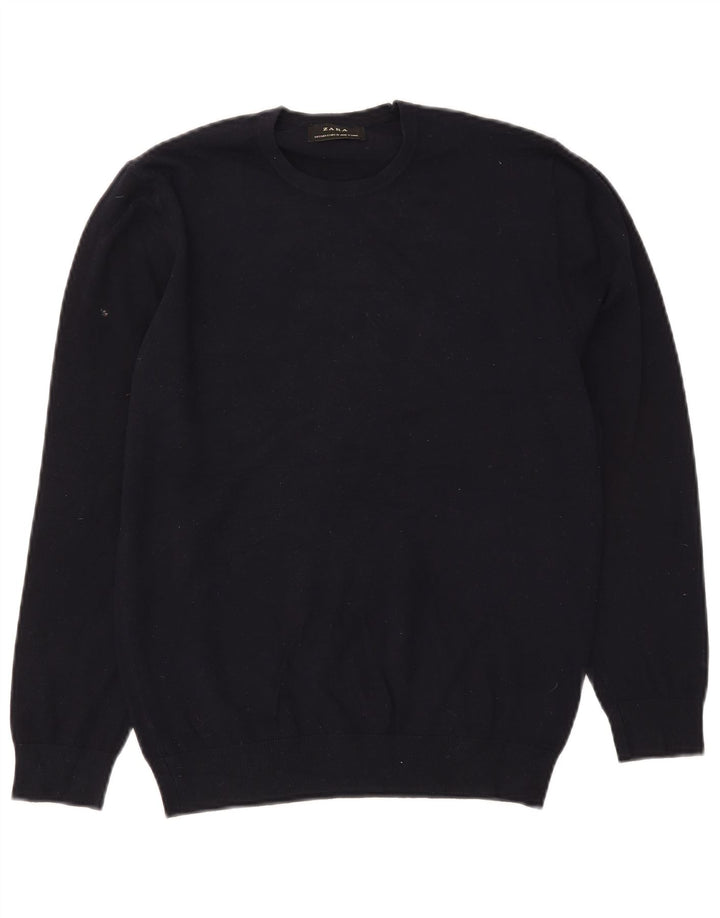 Zara Herre sweater med rund hals, lille marineblå