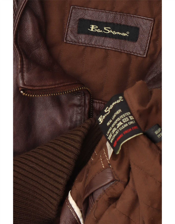 Ben Sherman Herre Military Læderjakke UK 42 XL Brun