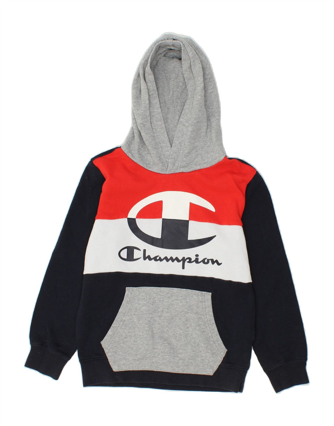 CHAMPION Boys Graphic Hoodie Jumper 9-10 Years Medium Multicoloured Vintage Champion and Second-Hand Champion from Messina Hembry 