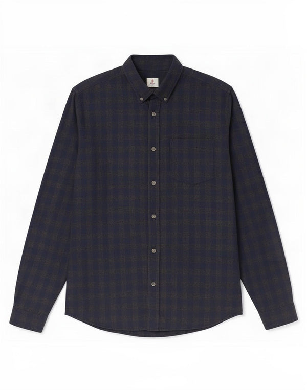 Jack & Jones Mens Flannel Shirt Large Navy Blue Gingham Cotton