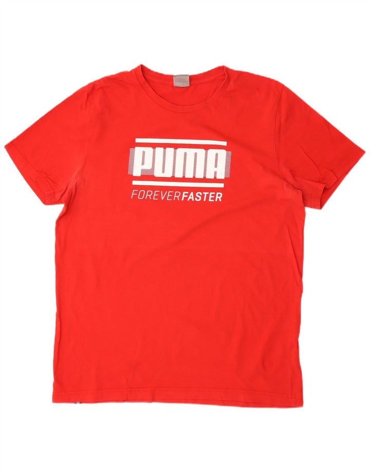 Puma Herre Grafisk T-Shirt Top Stor Rød Bomuld