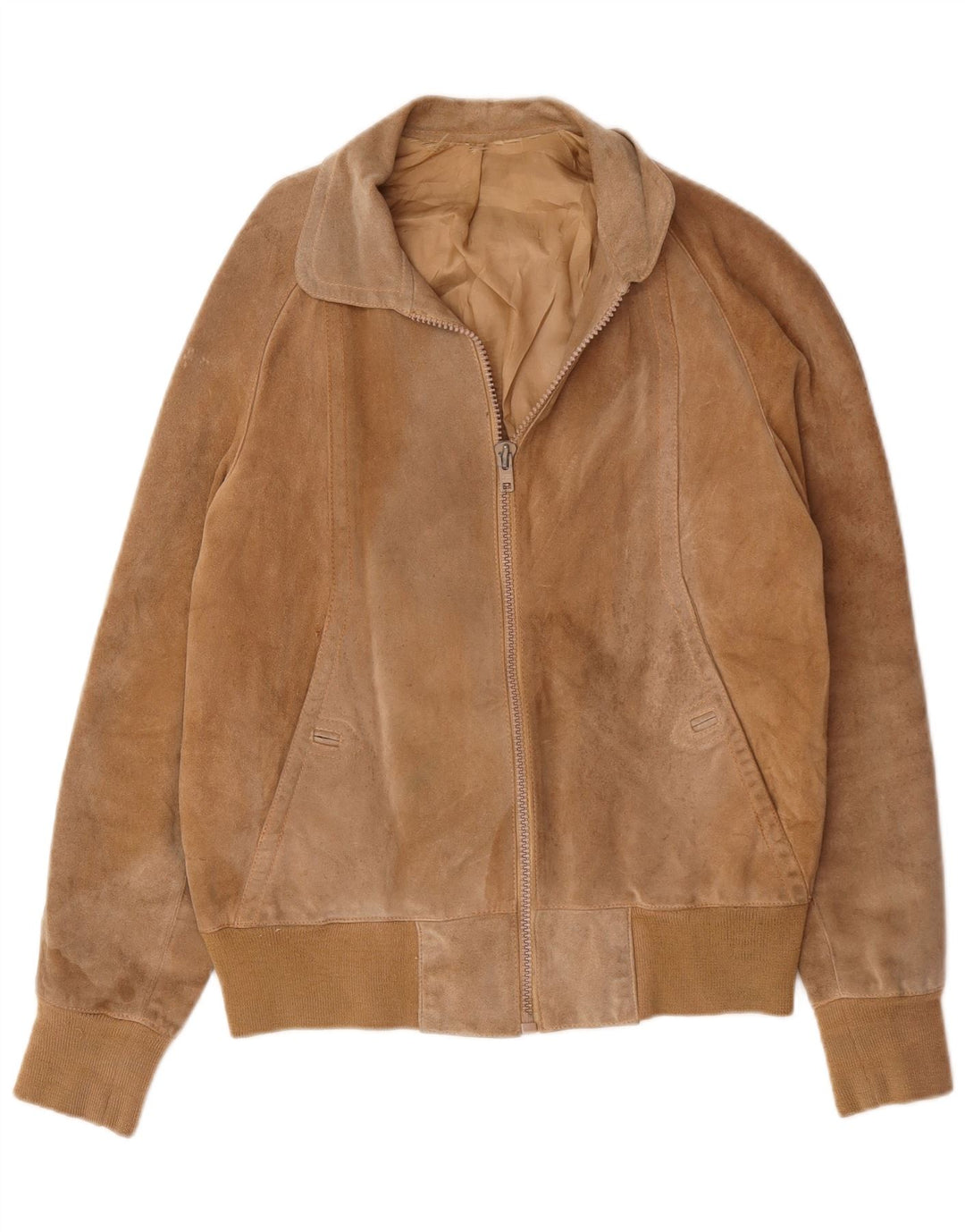 Vintage herre ruskind bomberjakke UK 38 Medium Beige