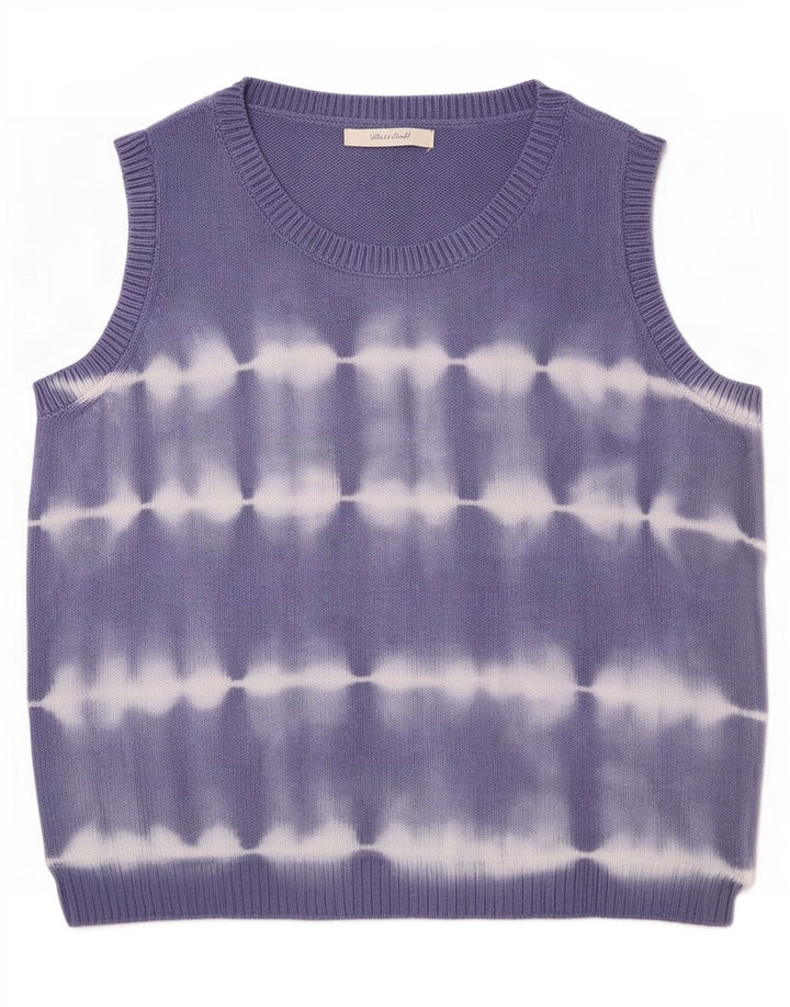 White Stuff Dame Vest Tank Top UK 10 Small Blue Tie Dye Bomuld