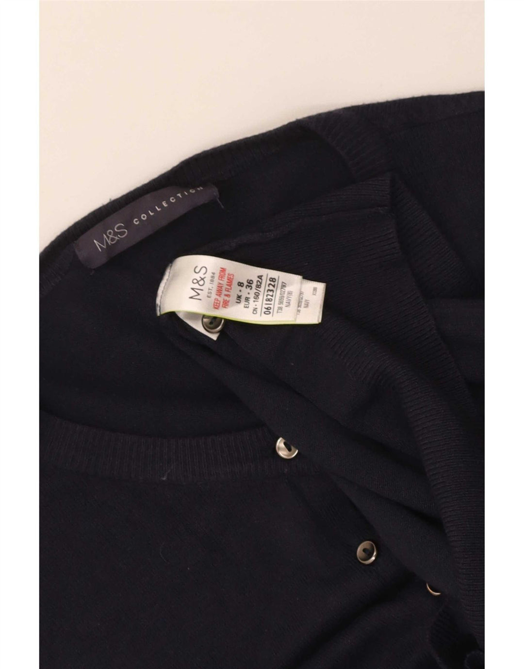 Marks & Spencer Dame Cardigan Sweater UK 8 Small Navy Blue Viscose