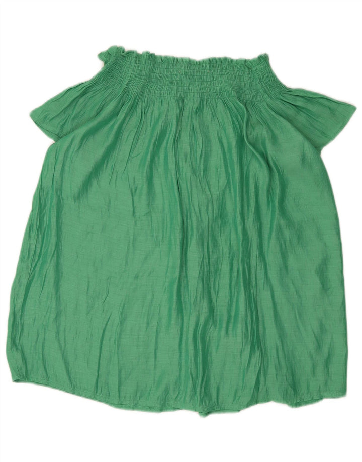 Zara Dame Off Shoulder Bluse Top UK 14 Medium Green