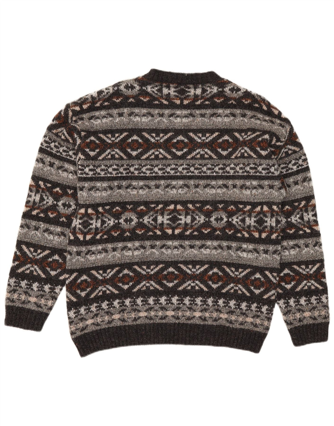 Vintage mænd med rund hals sweater medium flerfarvet Fair Isle