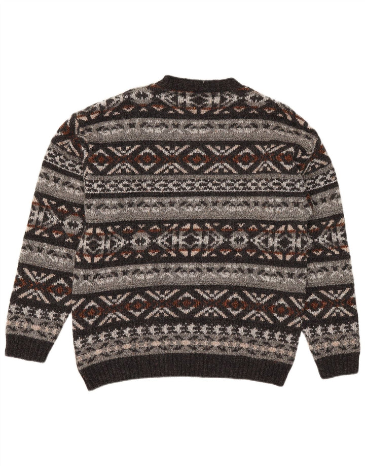 Vintage mænd med rund hals sweater medium flerfarvet Fair Isle