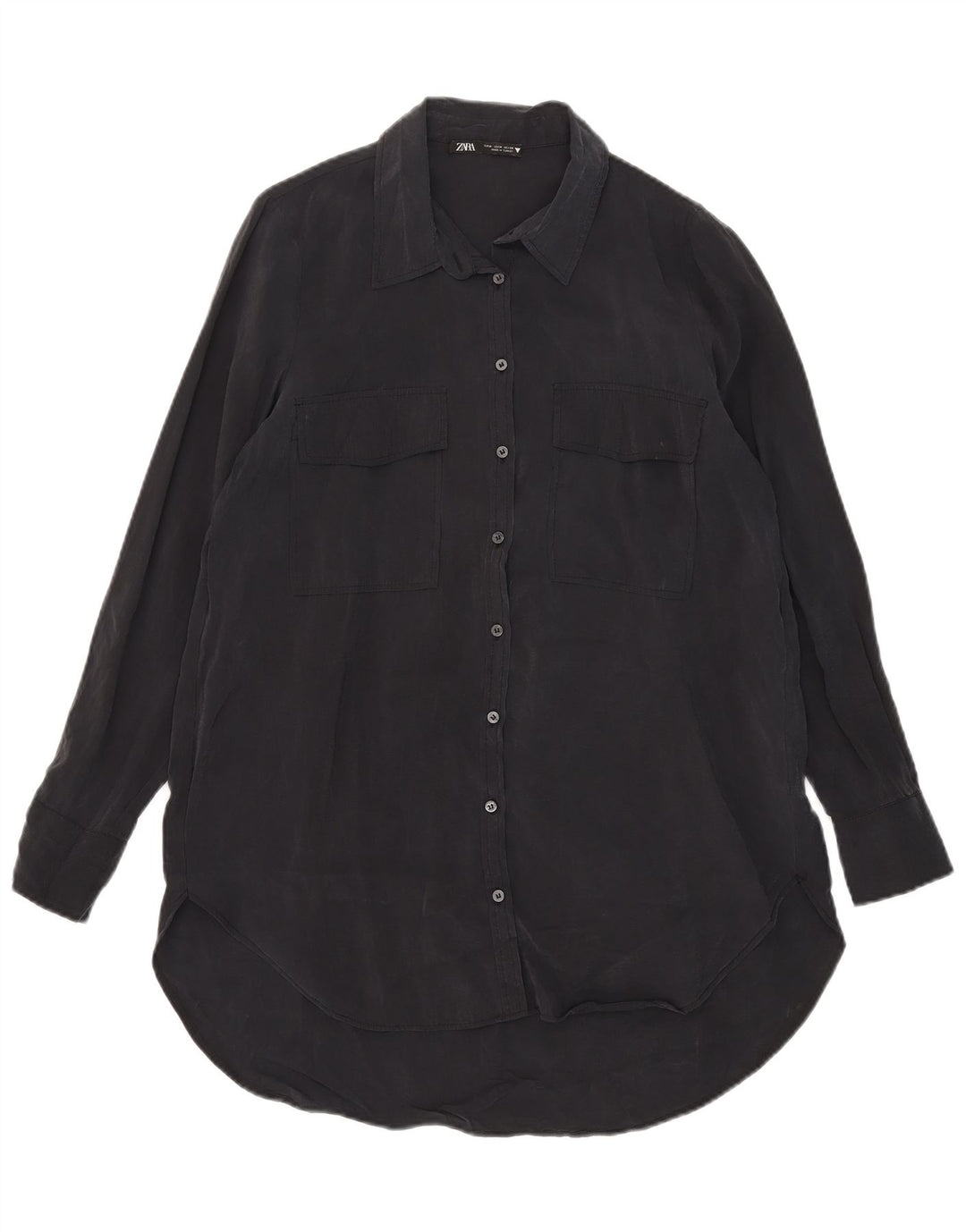 ZARA skjortekjole til kvinder UK 14 Medium Sort Modal