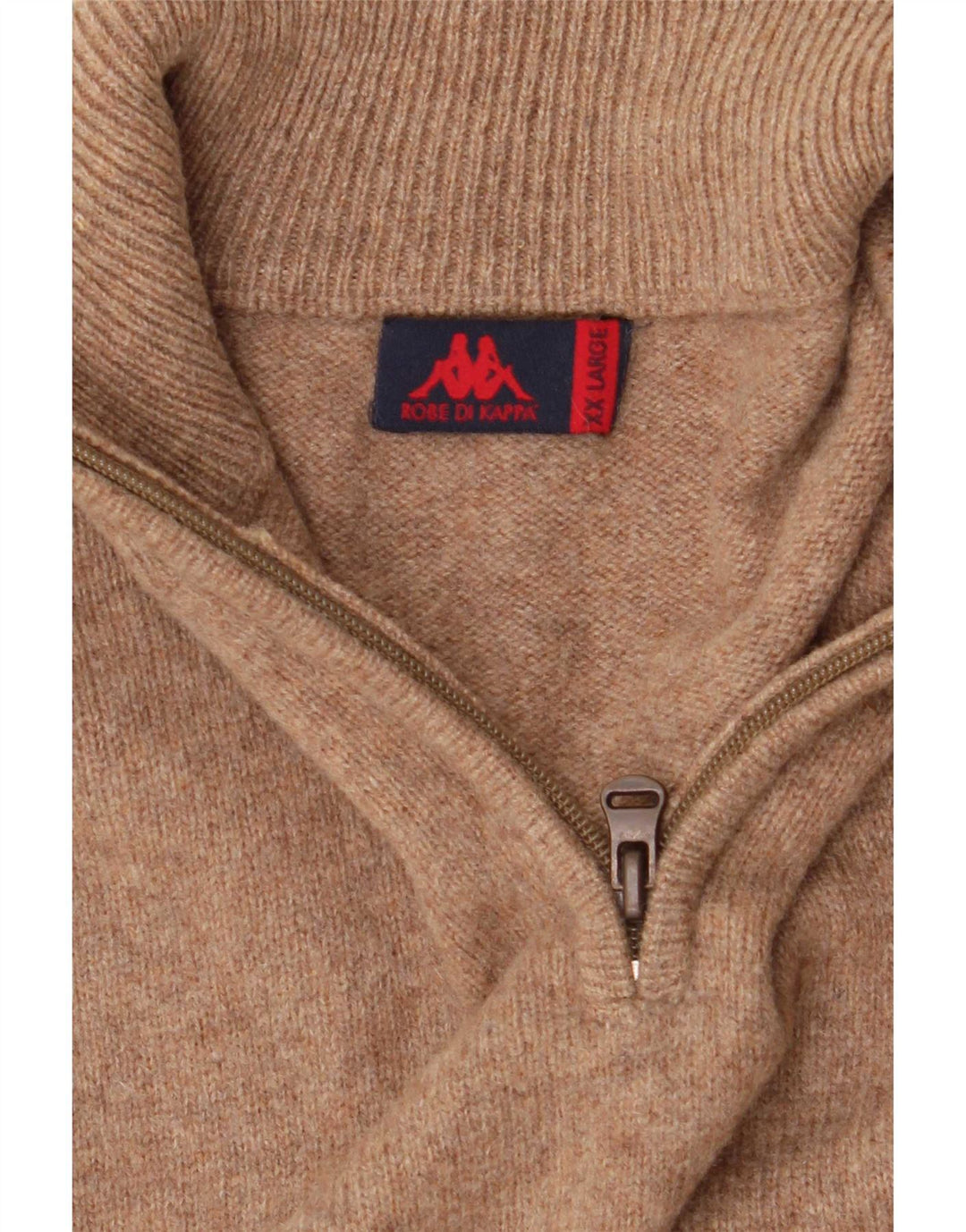 Kappa Herre Zip Neck Jumper Sweater 2XL Brun Uld
