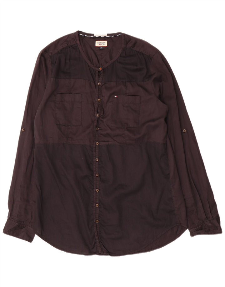 Tommy Hilfiger Dame Oversized Shirt UK 10 Small Black Bomuld