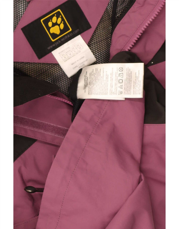 Jack Wolfskin Dame Regnjakke med hætte UK 10 Small Purple Colourblock