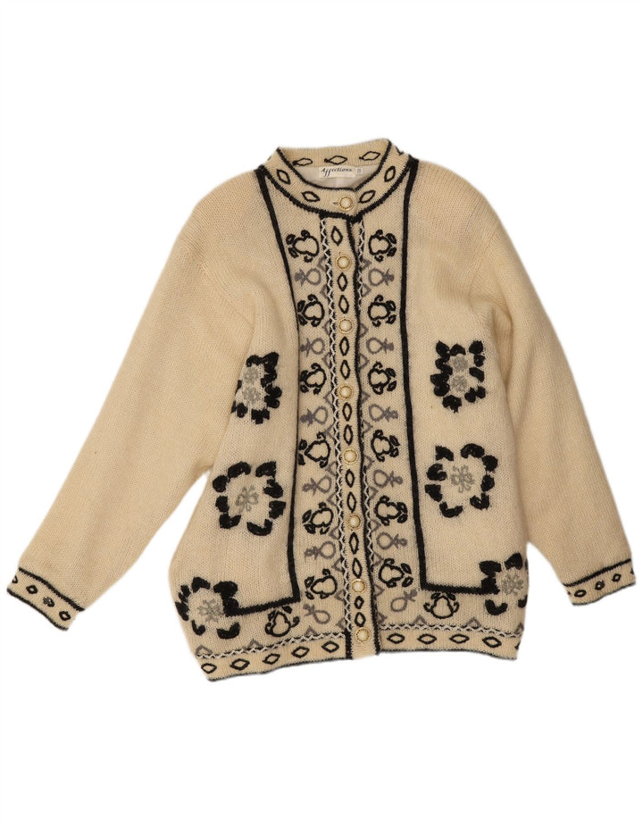 Affections Dame Longline Cardigan Sweater One Size Off White Floral