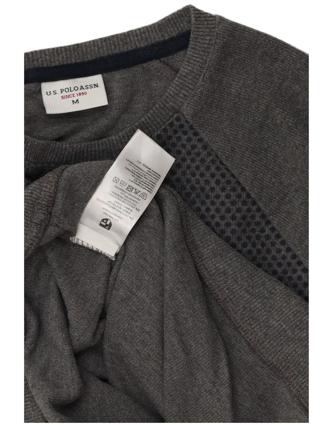 U.S. POLO ASSN. Herre sweater med rund hals, mellemgrå plettet bomuld
