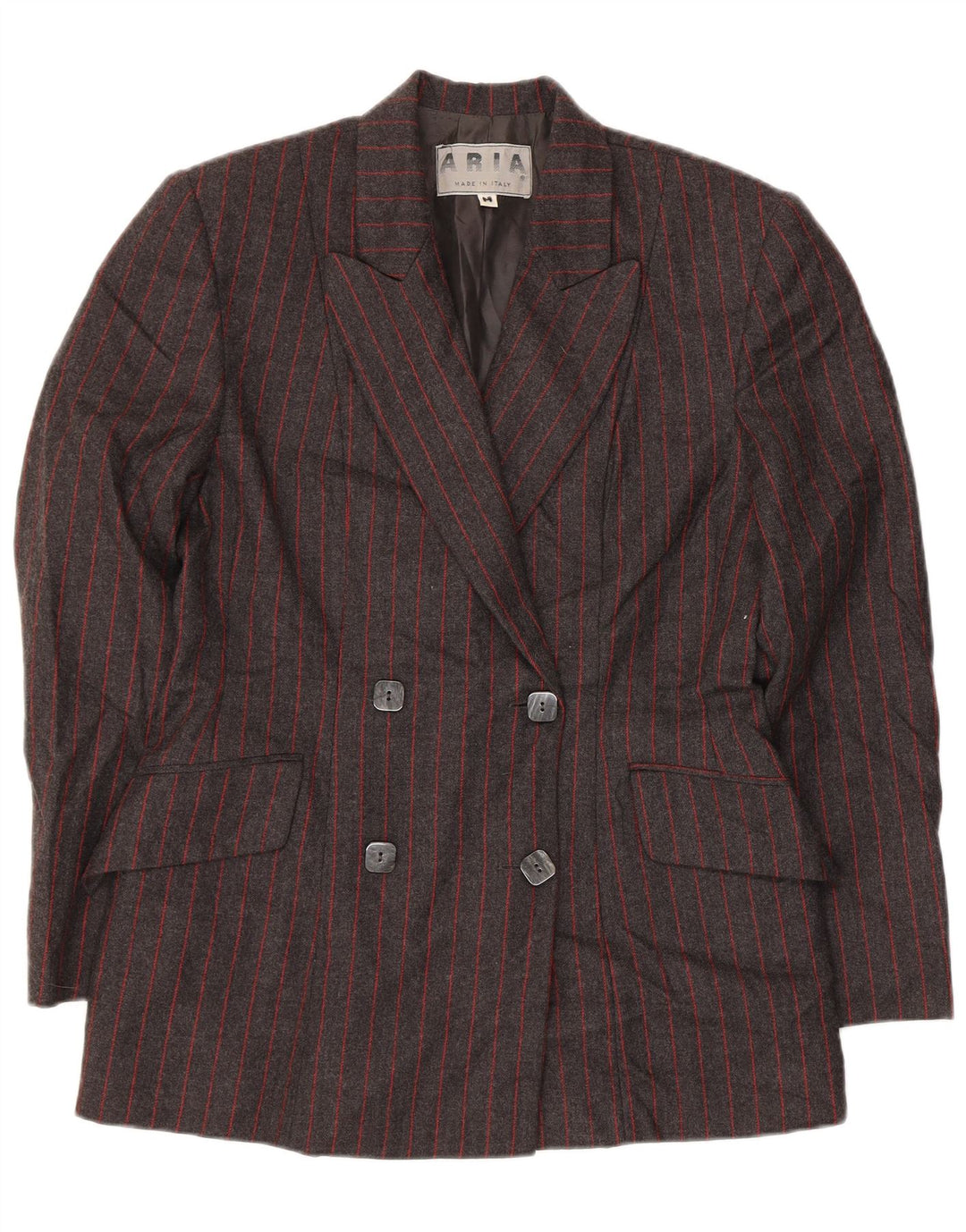 Aria Dame Dobbeltradet 2-delt sæt UK 14 Medium W26 Gråstribet uld