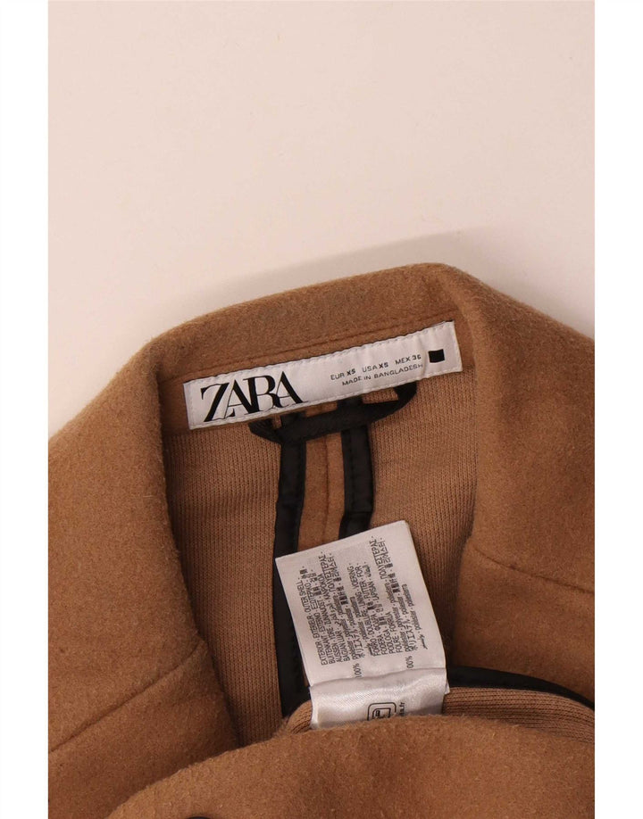 Zara Herre Oversized Overfrakke UK 34 XS Beige Polyester