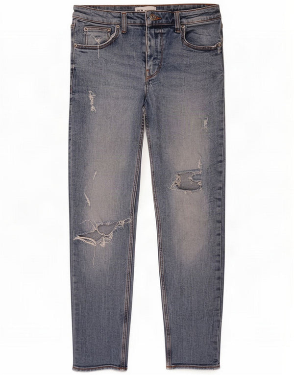 Zara Dame Distressed Slim Jeans EU 40 Medium W30 L26 Blue