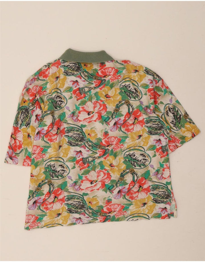 Vintage herre poloskjorte stor flerfarvet blomster