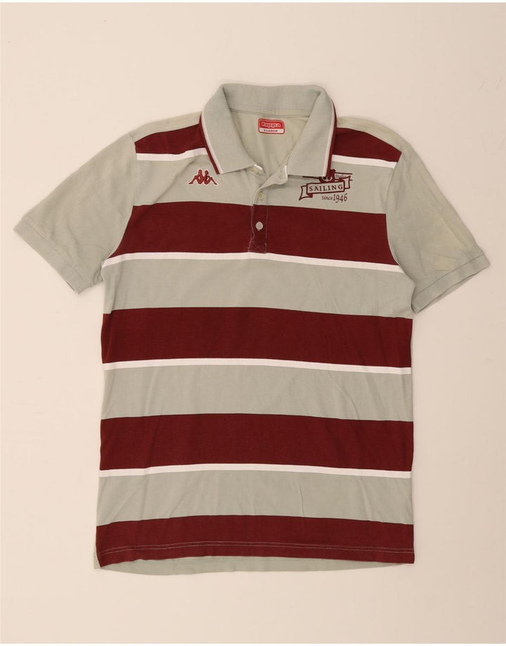 KAPPA Mens Polo Shirt XL Grey Striped Cotton Vintage Kappa and Second-Hand Kappa from Messina Hembry 
