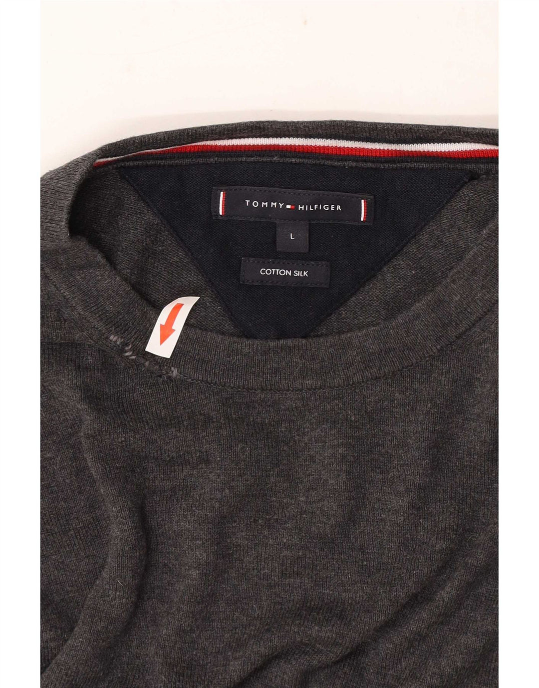 Tommy Hilfiger Herre Crew Neck Jumper Sweater Stor Grå Bomuld