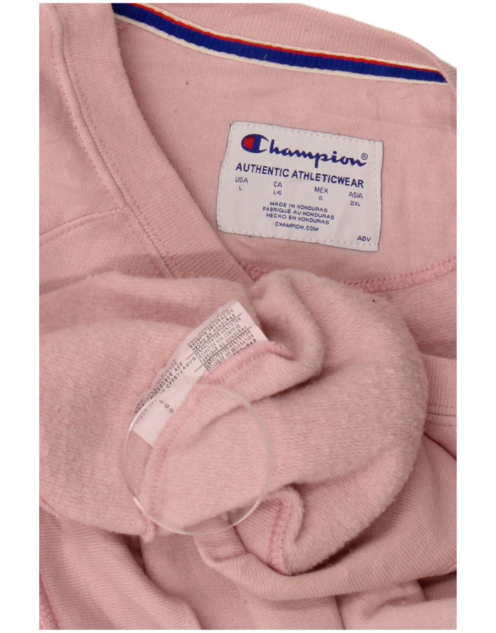 CHAMPION Dame Grafisk Sweatshirt Jumper UK 16 Large Pink Polyester