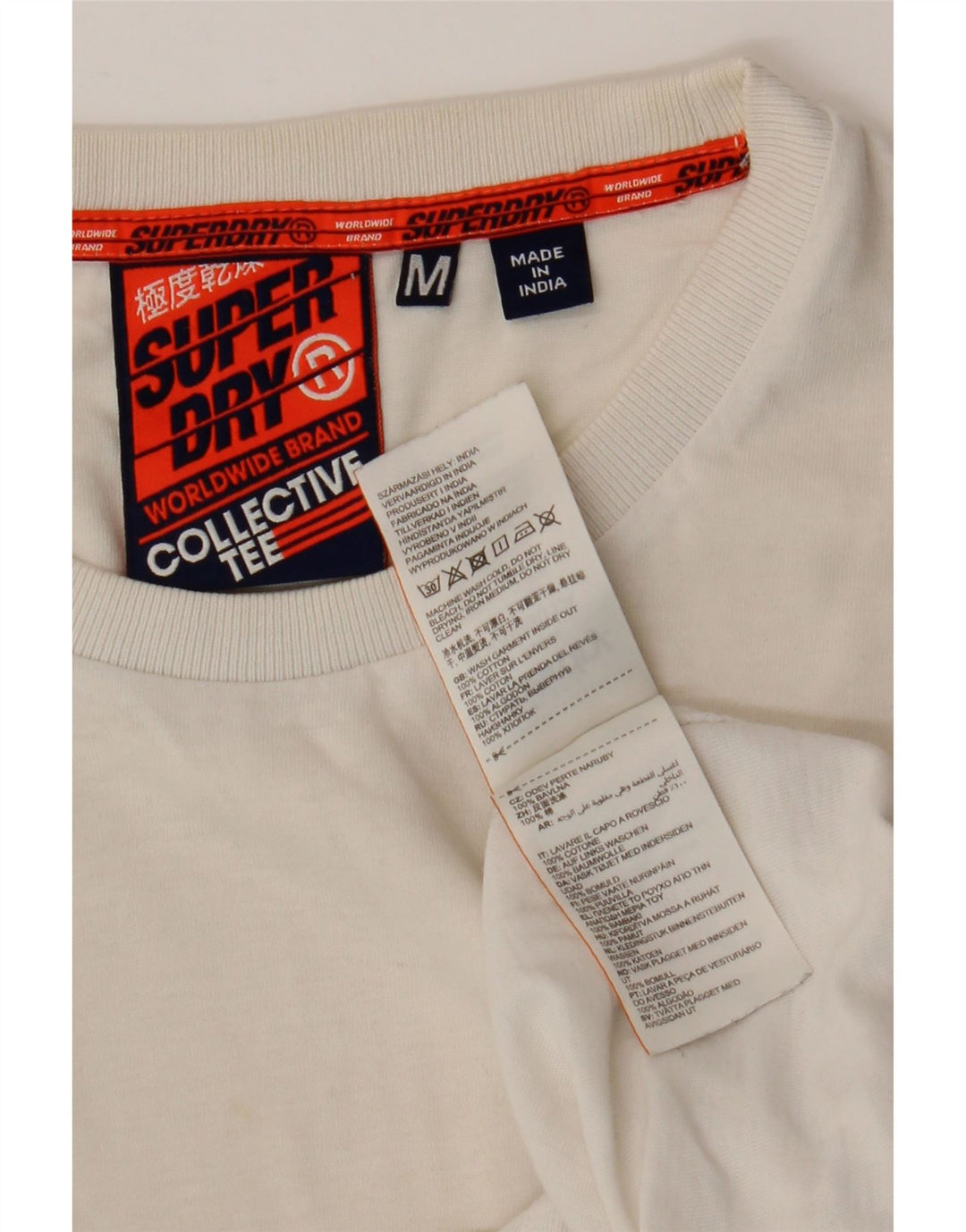SUPERDRY Herre T-Shirt Top Medium Hvid Bomuld