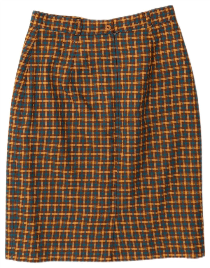 AFFINITY Womens High Waist Pencil Skirt UK 14 Medium W30 Brown Plaid