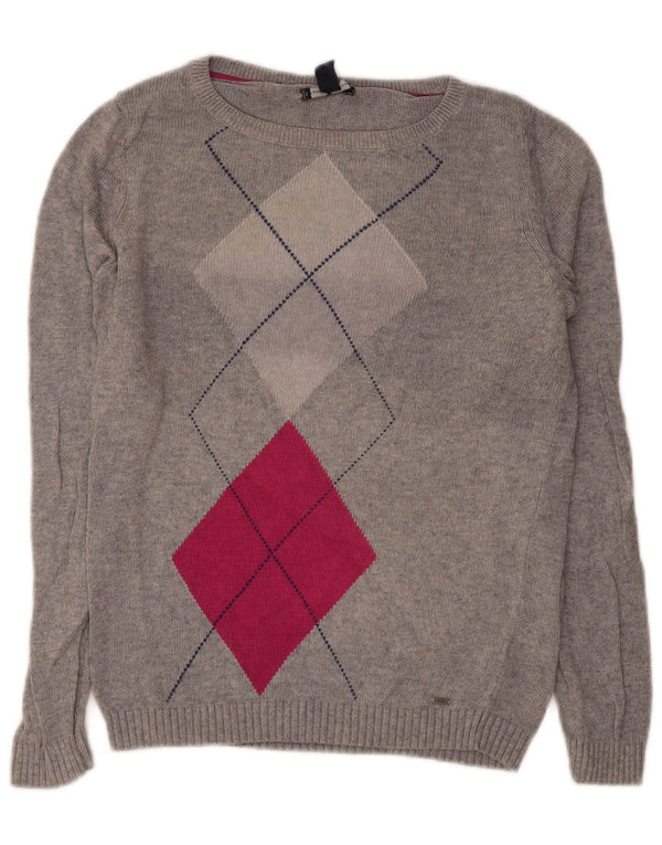 Tommy Hilfiger Dame Boat Neck Jumper Sweater UK 14 Medium Grey