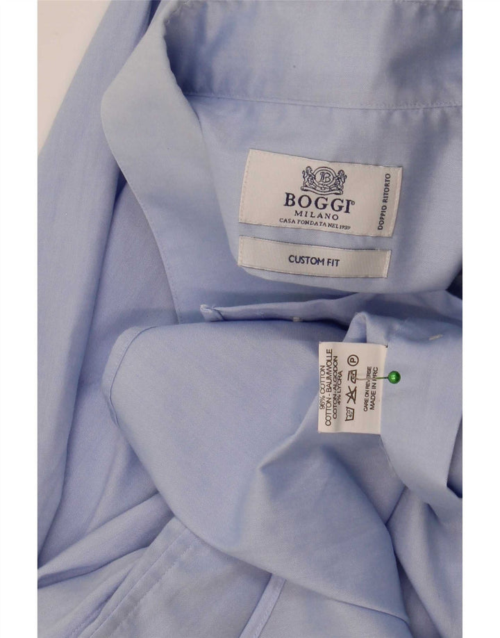 Boggi Herre Custom Fit skjorte størrelse 39 Medium Blue Cotton