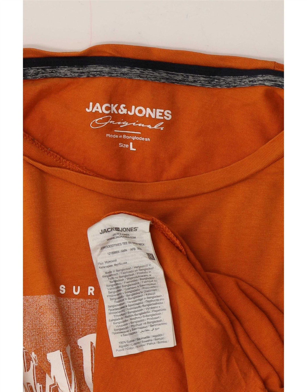 Jack & Jones Herre grafisk T-shirt Top Stor Orange Bomuld