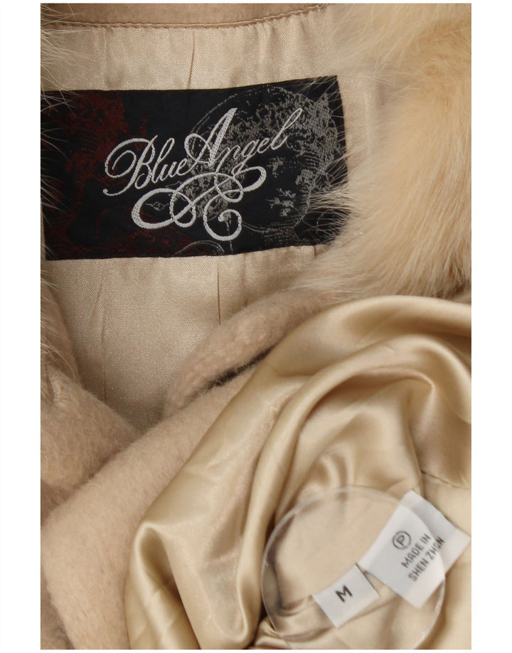 Vintage overfrakke til kvinder UK 14 Medium Beige Cashmere