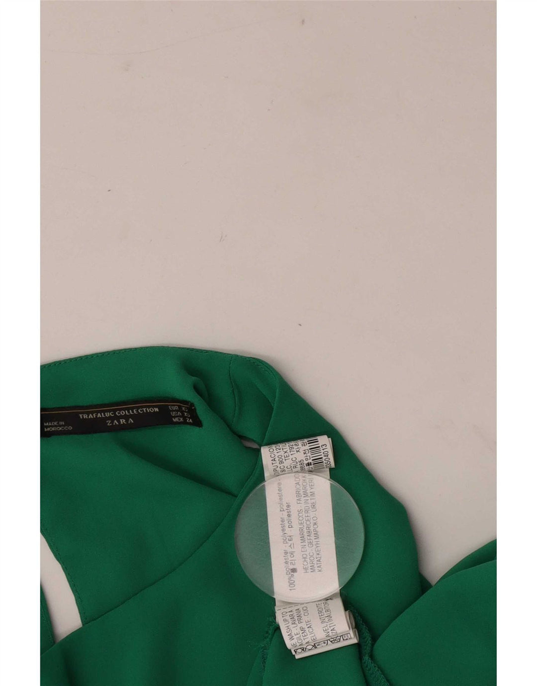 Zara Dame ærmeløs bluse Top UK 6 XS Grøn Polyester