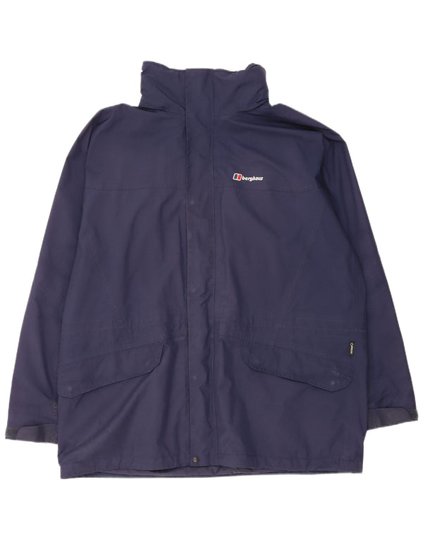 Berghaus Mens Hooded Rain Jacket UK 44 2XL Navy Blue Polyester