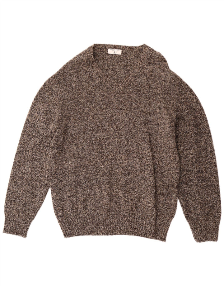 Valentino Herre V-hals sweater XL Brun Flecked Uld