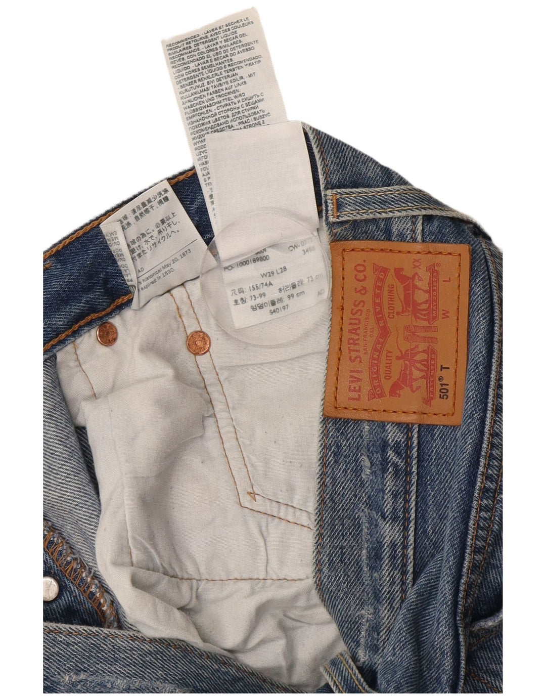 Levi's Dame 501 Distressed Straight Jeans W29 L28 Blå Bomuld