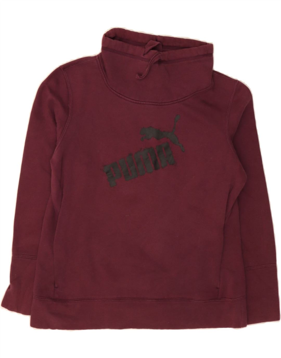 PUMA Womens Graphic Sweatshirt Jumper UK 14 Medium  Burgundy Cotton Vintage Puma and Second-Hand Puma from Messina Hembry 
