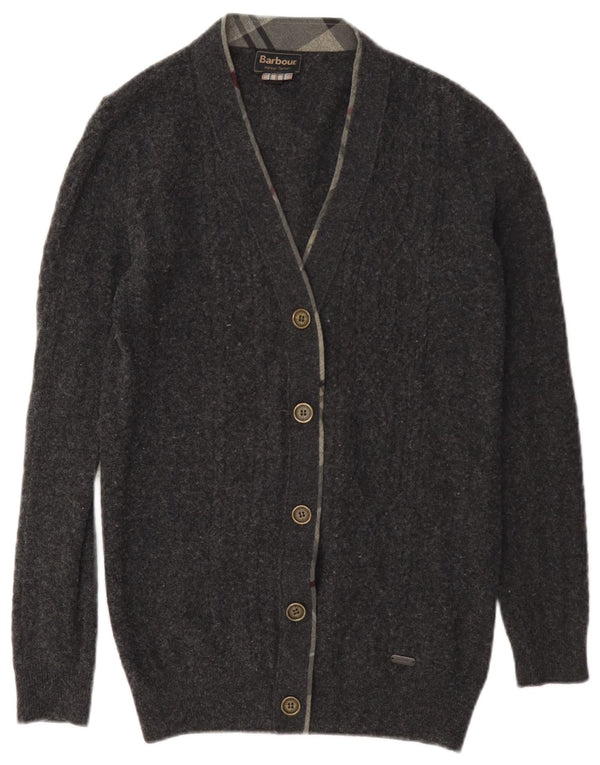 Barbour Dame Cardigan Sweater UK 10 Lille Grå Uld