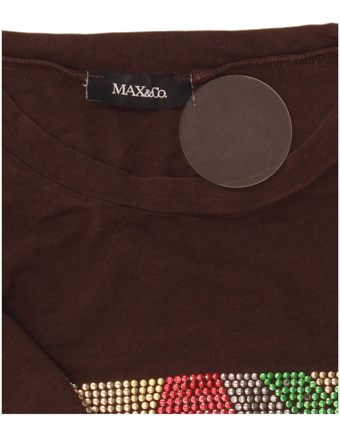Max & Co. Grafisk T-shirt top til kvinder UK 10 Lille Brun