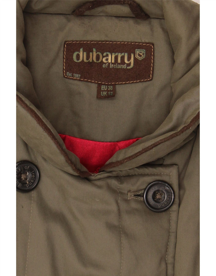 DUBARRY Womens Double Breasted Windbreaker Coat UK 12 Medium Khaki Cotton Vintage Dubarry and Second-Hand Dubarry from Messina Hembry 
