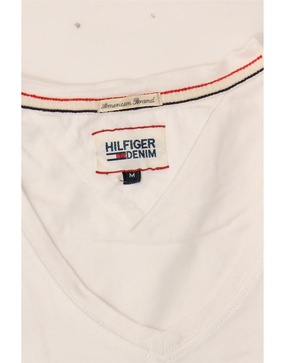TOMMY HILFIGER Mens T-Shirt Top Medium White Cotton Vintage Tommy Hilfiger and Second-Hand Tommy Hilfiger from Messina Hembry 