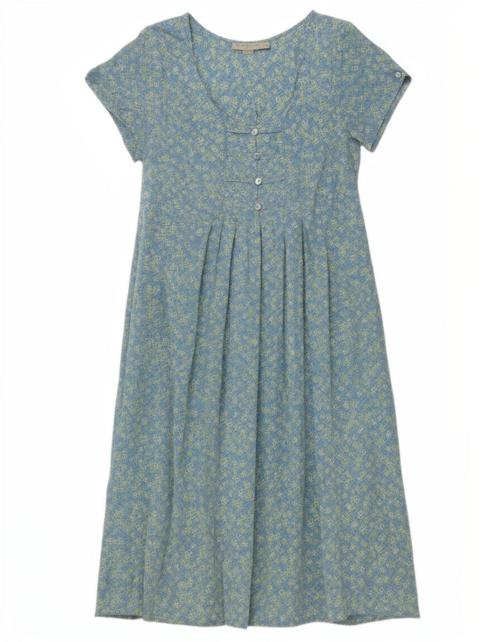 Blunauta Dame Maxi Tea Dress IT 46 Large Blue Floral Silke