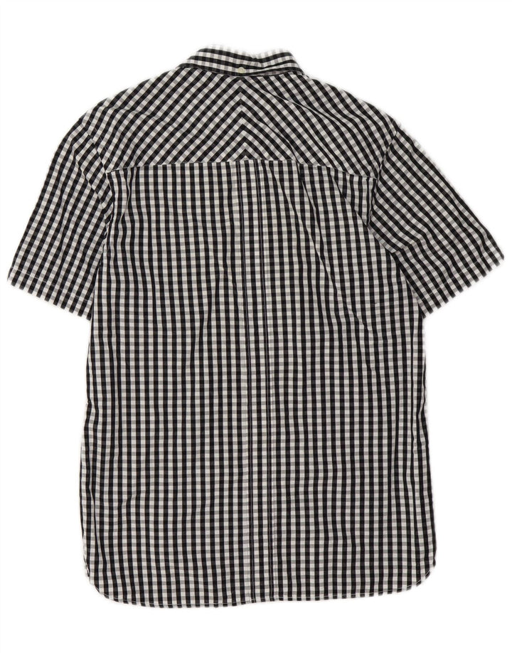 Fred Perry Herre kortærmet skjorte lille sort Gingham bomuld