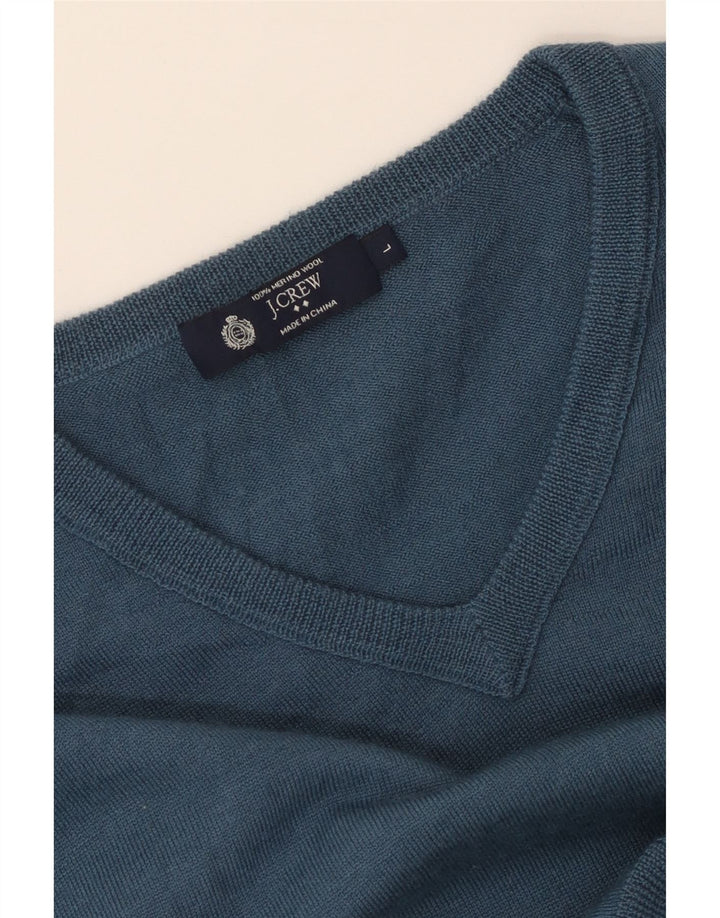 J. Crew Herre V-hals sweater Stor Blå Merinould
