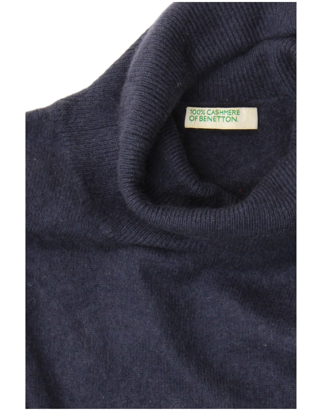 Benetton Dame Roll Neck Jumper Sweater UK 10 Small Navy Blue Cashmere