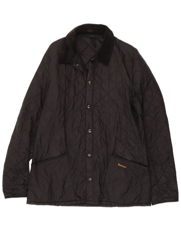 BARBOUR Mens Quilted Jacket UK 38 Medium Black Polyester