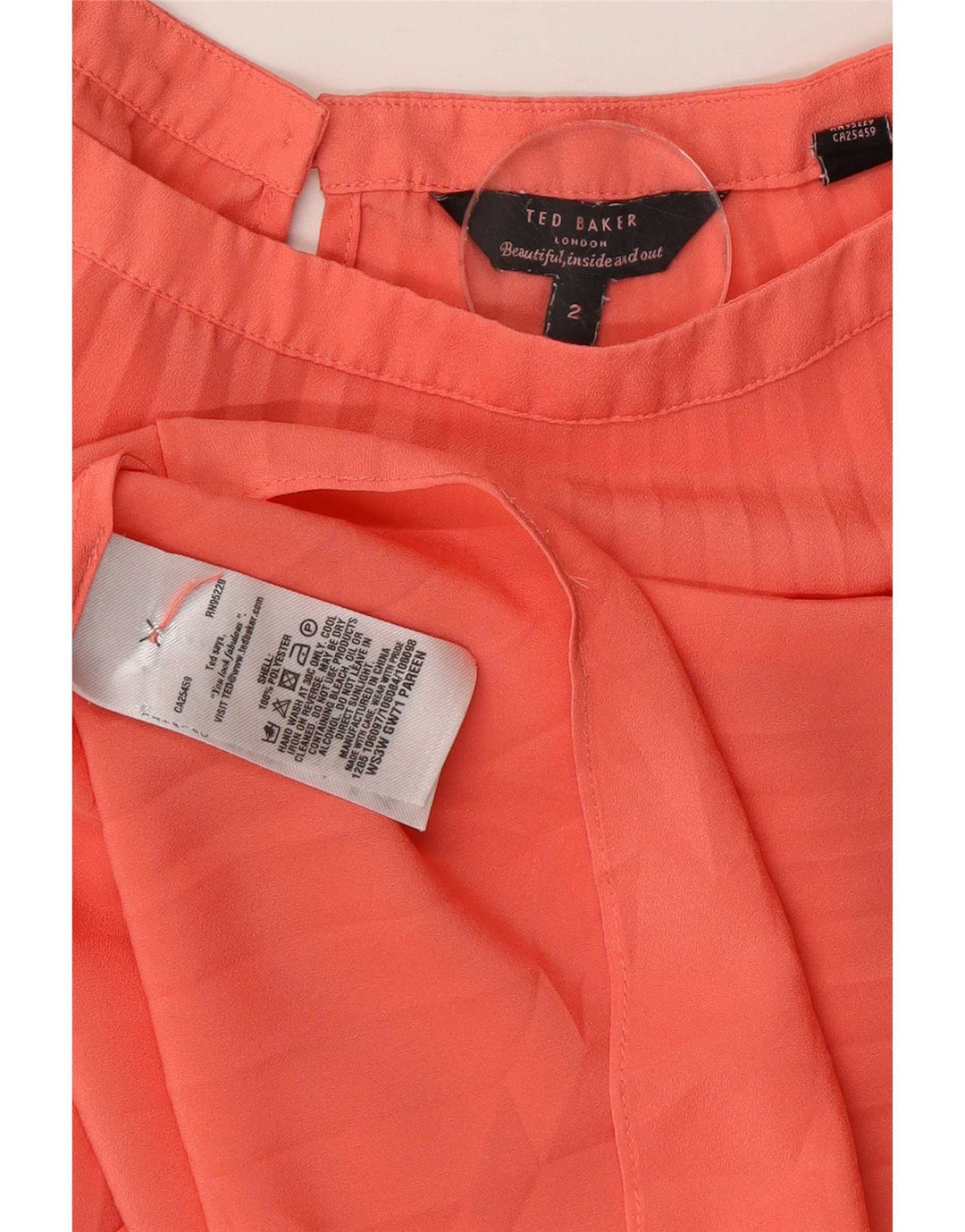 Ted Baker Dame Oversized Bluse Top Størrelse 2 Lille Pink Stribet Polyester