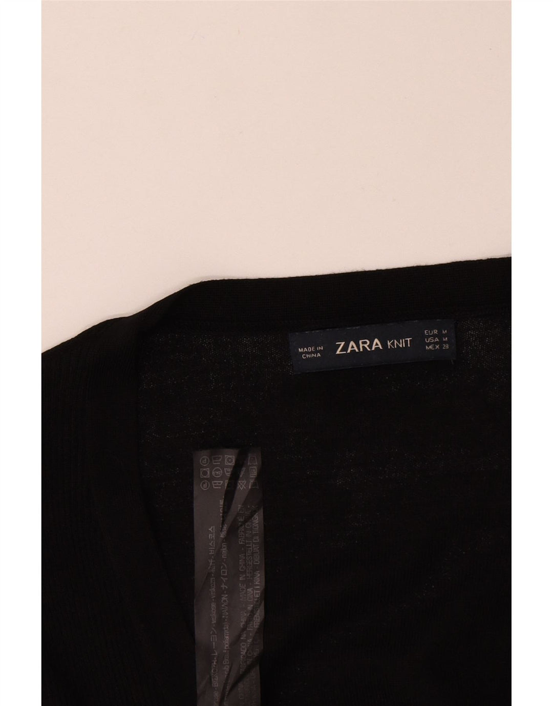 Zara Dame Cardigan Sweater UK 12 Medium Black Viscose