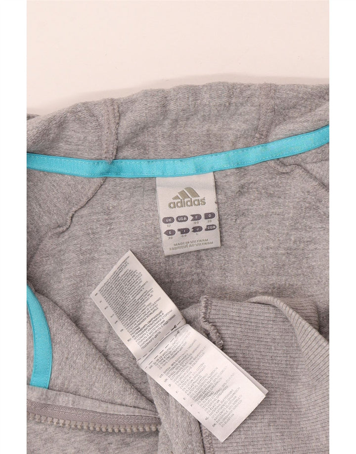 Adidas Dame Hættetrøje Sweater UK 12 Medium Grey Bomuld