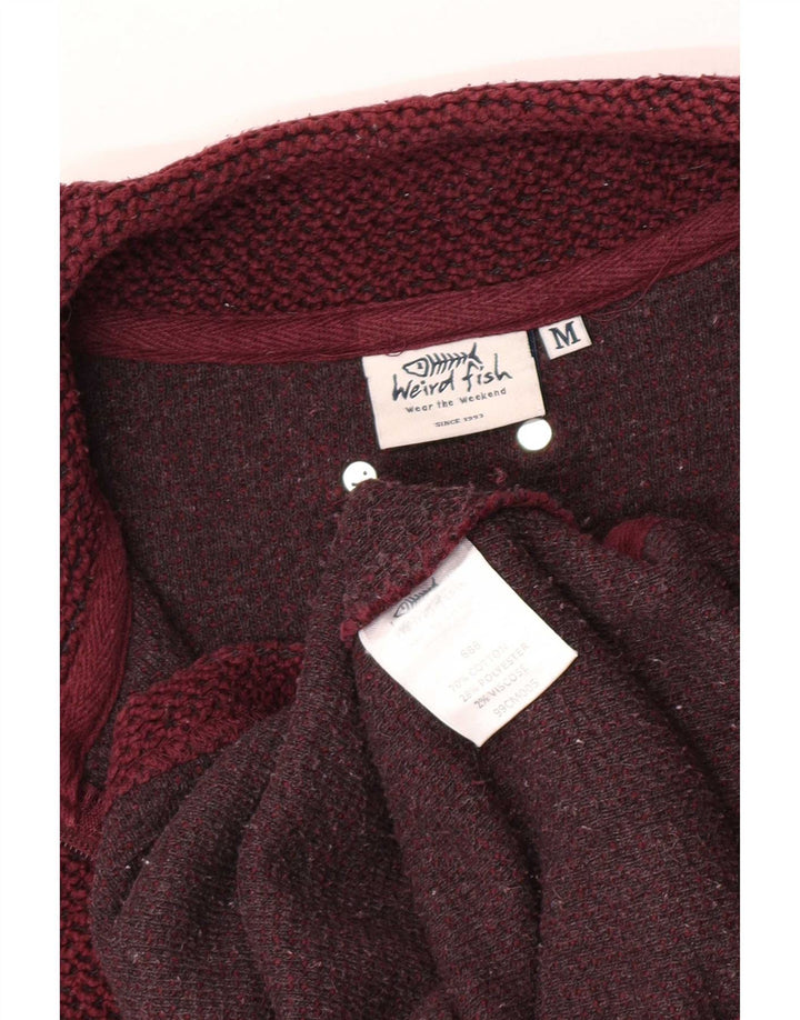Weird Fish Herre Zip Neck Sweatshirt Jumper Medium Burgundy Bomuld